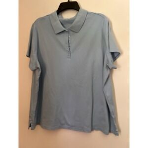 Lands' End Polo Shirt Womens 2X Light Blue 20W-22W Short Sleeve 100% Cotton